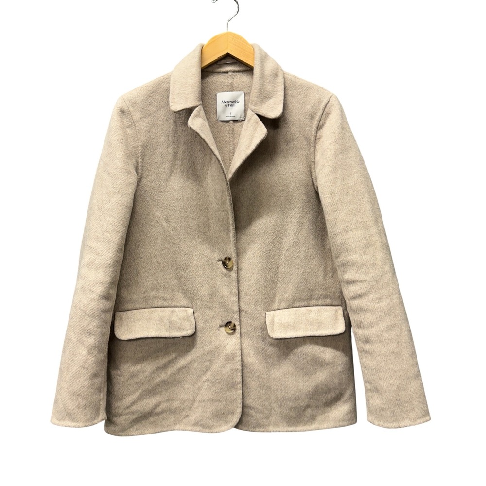 Abercrombie & Fitch Wool Blend Coat Womens Small Dad Coat‎ Cream Outerwear